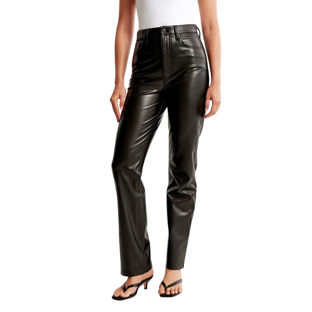 Abercrombie & Fitch Vegan Leather 90s Straight Pants
